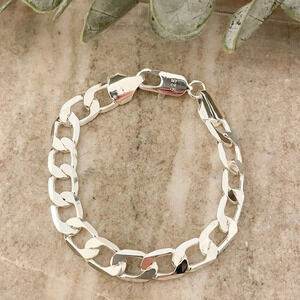 925 Sterling Silver Chunky Chain Link Bracelet Silver Large Link Bracelet 8 MM